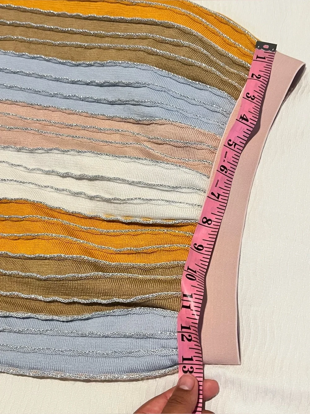 Eva Franco Anthropologie Pastel Striped Knit Mini Skirt Metallic Pinstripes
